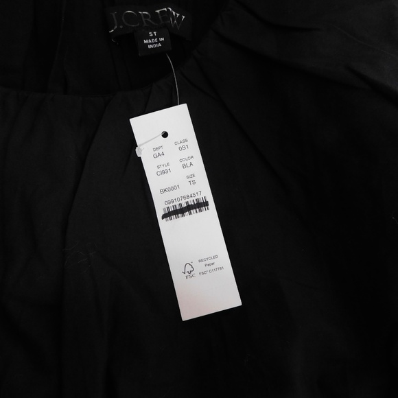 NWT!! J. CREW Hyacinth Dress Smocked Cotton Poplin Black Midi Pockets Small Tall - Picture 14 of 16